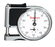 #1010RZ - 0 - .375'' Range - .001" Graduation - 5/16 - 1/2'' Throat Depth - Dial Thickness Gage - Exact Industrial Supply