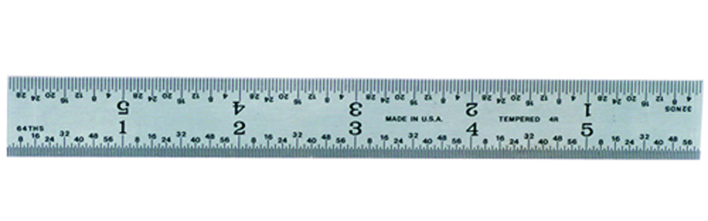 #C604RE-6 - 6" Long - 4R Graduation - 3/4'' Wide - Spring Tempered Chrome Scale - Exact Industrial Supply