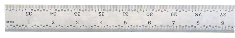 #162-048 - 48'' Long - 16R Graduation - 1-1/4'' Wide - Steel Scale - Exact Industrial Supply