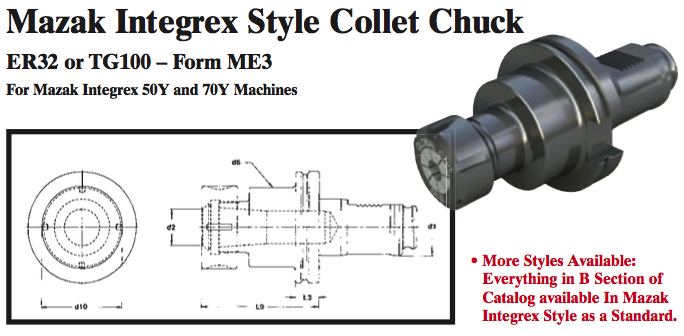 Mazak Integrex Style Collet Chuck (ER32 or TG100 Ð Form ME3) - Part #: CNC86 M53.5032 - Exact Industrial Supply
