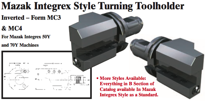 Mazak Integrex Style Turning Toolholder (Inverted Ð Form MC4 Left Hand) - Part #: CNC86 M34.5025L (Bottom) - Exact Industrial Supply