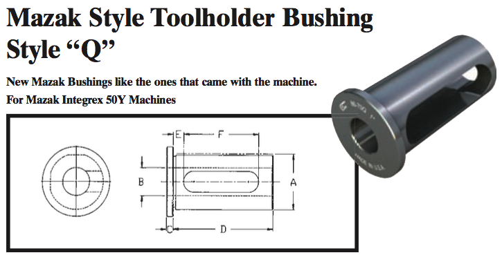 Mazak Style "Q" Toolholder Bushing  - (OD: 2" x ID: 1/2") - Part #: CNC 86-70Q 1/2" - Exact Industrial Supply