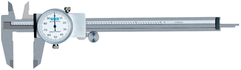 0 - 6'' Measuring Range (.001" Grad.) - Shockproof Steel Dial Caliper - #52-008-706 - Exact Industrial Supply