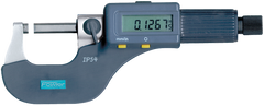 1 - 2" / 25 - 50mm Measuring Range - .00005/.001mm Resolution - Friction Thimble - Carbide Face - Electronic Coolant Proof Outside Micrometer with SPC - Exact Industrial Supply