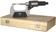 0 - 1"/0 - 25mm Measuring Range - .00005"/.001mm Resolution - Friction Thimble - High Speed Steel Face - Electronic Blade Micrometer - Exact Industrial Supply