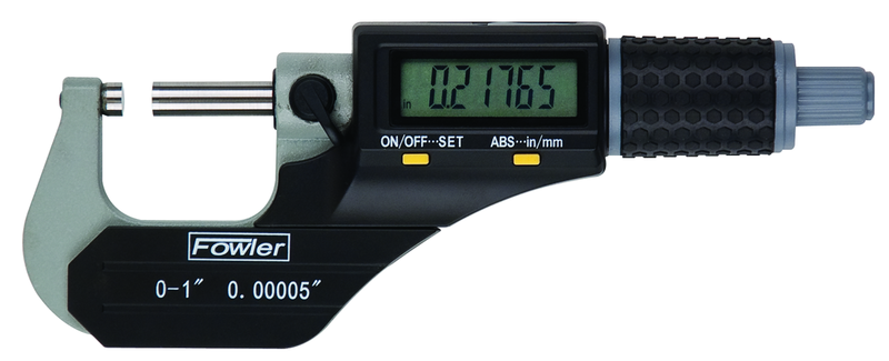 0 - 1"/0 - 25mm Measuring Range - .00005"/.001mm Resolution - Ratchet Thimble - Carbide Face - X-TRA Value II Digitial Outside Micrometer - Exact Industrial Supply