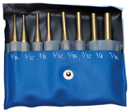 PEC Tools 8 Piece Brass Drive Pin Punch Set -- Includes: 1/16; 3/32; 1/8; 5/32; 3/16; 7/32; 1/4; & 5/16" - Exact Industrial Supply