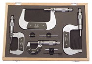 0 - 3'' Measuring Range - .001 Graduation - Ratchet Thimble - Carbide Face - Outside Micrometer Set - Exact Industrial Supply