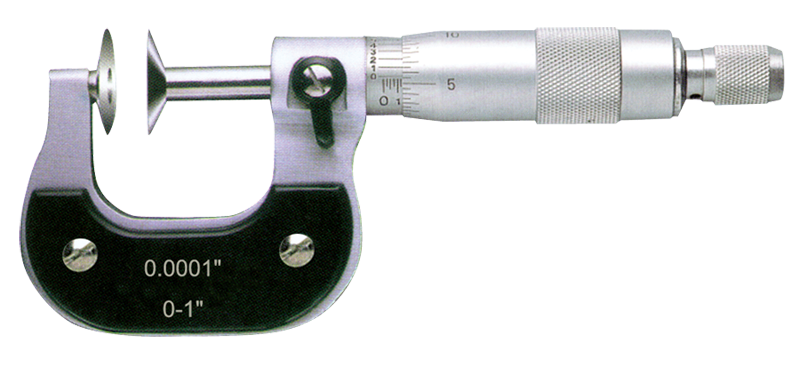 2 - 3'' Measuring Range - .0001 Graduation - Ratchet Thimble - High Speed Steel Face - Disc Micrometer - Exact Industrial Supply