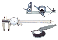 Kit Contains: 0-1" Outside Ratchet Micrometer; 6" Dial Caliper; 4 Piece 12" 4R Combination Square - 6 Piece Layout & Inspection Kit - Exact Industrial Supply