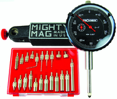 Kit Contains: 1" Procheck Indicator; Mighty Mag Base; And 22 Piece Contact Point Kit - Economy Indicator/Magnetic Base Set - Exact Industrial Supply