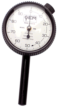 .200 Total Range - 0-100 Dial Reading - Back Plunger Dial Indicator - Exact Industrial Supply
