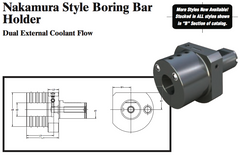 Nakamura Style Boring Bar Holder (Dual External Coolant Flow) - Part #: NK52.5050 - Exact Industrial Supply