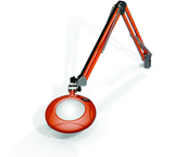 Green-Lite® 5" Brilliant Orange Round LED Magnifier; 43" Reach; Table Edge Clamp - Exact Industrial Supply