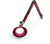 Green-Lite® 5" Blazing Red Round LED Magnifier; 43" Reach; Table Edge Clamp - Exact Industrial Supply