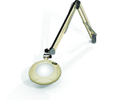 Green-Lite® 5" Shadow White Round LED Magnifier; 43" Reach; Table Edge Clamp - Exact Industrial Supply