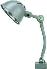 9" Uniflex Machine Lamp; 120V, 60 Watt Incandescent Light, Magnetic Base, Oil Resistant Shade, Gray Finish - Exact Industrial Supply