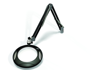 Green-Lite® 7-1/2" Black Round LED Magnifier; 43" Reach; Table Edge Clamp - Exact Industrial Supply