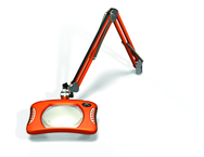 Green-Lite® 7" x 5-1/4"Brilliant Orange Rectangular LED Magnifier; 43" Reach; Table Edge Clamp - Exact Industrial Supply