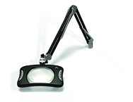 Green-Lite® 7" x 5-1/4"Black Rectangular LED Magnifier; 43" Reach; Table Edge Clamp - Exact Industrial Supply