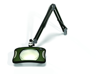 Green-Lite® 7" x 5-1/4"Racing Green Rectangular LED Magnifier; 43" Reach; Table Edge Clamp - Exact Industrial Supply