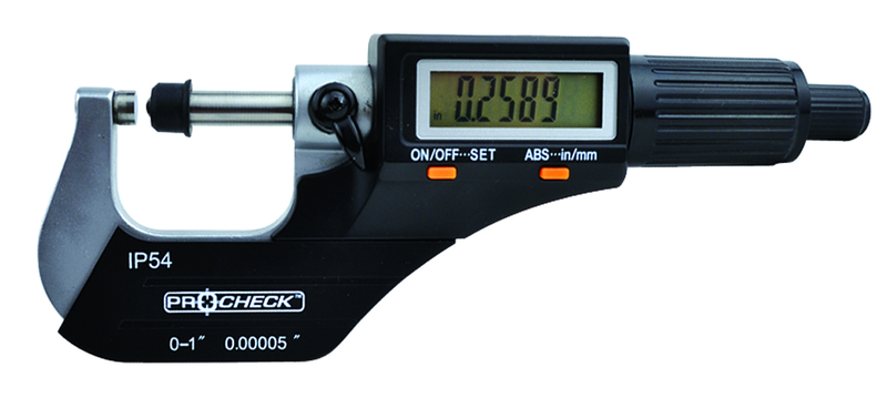 IP54 Electronic Micrometer - 0-1"/25.4mm Range - .00005"/.001mm Resolution - Output S4 Connector - Exact Industrial Supply