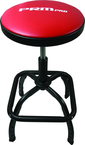 Shop Stool Heavy Duty- Air Adjustable with Square Foot Rest - Red Seat - Black Square Base - Exact Industrial Supply