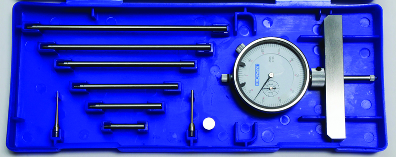 0 - 22" Measuring Range (.001" Grad.) - Dial Depth Gage with 4" Base - Exact Industrial Supply