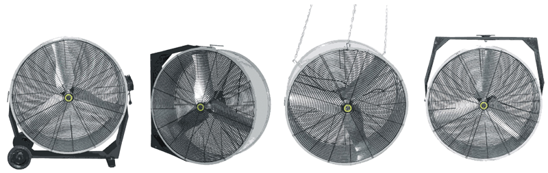 30" Hanging / Ceiling / Wall / Portable Direct Drive 4-in-1 Fan - Exact Industrial Supply