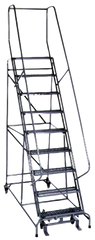 Model 1000; 9 Steps; 32 x 65'' Base Size - Steel Mobile Platform Ladder - Exact Industrial Supply