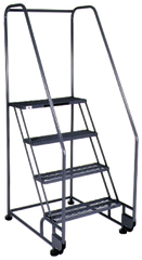 Model 4TR26E4; 4 Steps; 28 x 47'' Base Size - Tilt-N-Roll Ladder - Exact Industrial Supply