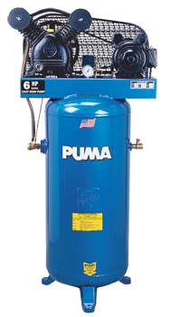 Air Compressors - Model #PK6560V; 60 Gallon / Horizontal Tank; 6-1/2HP; 1PH; 230V Motor - Exact Industrial Supply