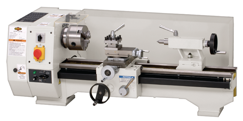 Bench Lathe - #M1016 9-3/4'' Swing; 21'' Between Centers; 3/4HP; 1PH; 110V Motor - Exact Industrial Supply