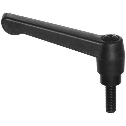 Model 70825, Clamp Lever Size 4 - Plastic Classic Style with Steel Stud Insert 3/8″–16 × 1.180″, Screw and Spring - Exact Industrial Supply