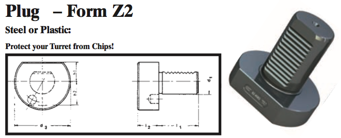 VDI Plug - Form Z2 (Steel) - Part #: CNC86 82.2050S - Exact Industrial Supply