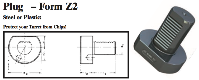 VDI Plug - Form Z2 (Steel) - Part #: CNC86 82.1640S - Exact Industrial Supply