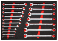 Proto® Foamed 18 Piece Metric Combination Wrench Set - Satin-12 Point - Exact Industrial Supply