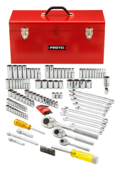 Proto® 1/4", 3/8" & 1/2" Drive 125 Piece Socket Set- 6, 8 & 12 Point w/ box J9975R - Exact Industrial Supply