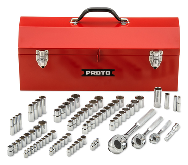 Proto® 1/4", 3/8", & 1/2" Drive 81 Piece Socket Set- 6 & 12 Point w/ Box J9971R - Exact Industrial Supply