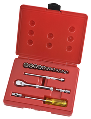 Proto® 1/4" Drive 17 Piece Metric Socket, Combination Set - 6 Point - Exact Industrial Supply