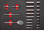 Proto® Foamed  3/8" Drive 22 Piece Socket Set w/ Classic Pear Head Ratchet - Full Polish - 12 Point - Exact Industrial Supply