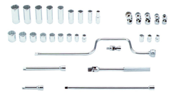 Proto® 3/8" Drive 33 Piece Socket, Combination Set - 12 and 8 Point - Exact Industrial Supply