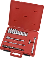 Proto® 3/8" Drive 29 Piece Metric Socket, Combination Set - 6 Point - Exact Industrial Supply