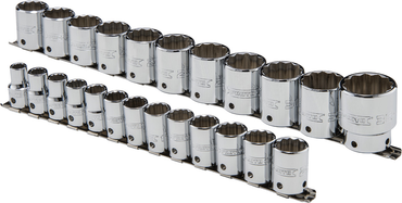 Proto® Tether-Ready 1/2" Drive 24 Piece Metric Socket Set - 12 Point - Exact Industrial Supply