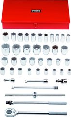 Proto® 3/4" Drive 42 Piece Combination Socket Set - 12 and 6 Point - Exact Industrial Supply