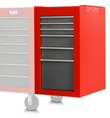 Proto® 550S Side Cabinet - 6 Drawer, Safety Red and Gray - Exact Industrial Supply
