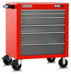 Proto® 550S 34" Roller Cabinet - 6 Drawer, Safety Red and Gray - Exact Industrial Supply
