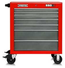 Proto® 550S 34" Roller Cabinet - 7 Drawer, Safety Red and Gray - Exact Industrial Supply