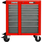 Proto® 550S 34" Roller Cabinet with Removable Lock Bar- 8 Drawer- Safety Red & Gray - Exact Industrial Supply