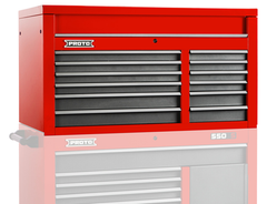 Proto® 550S 50" Top Chest - 12 Drawer, Safety Red and Gray - Exact Industrial Supply